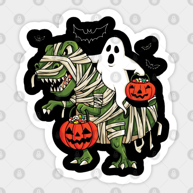 Ghost Riding Dinosaur Halloween Costume Sticker by The WYLD Tribe